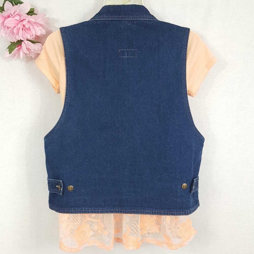 Vintage Dreams Cameo Pearl Heart Jean Vest S - Picture 5 of 6